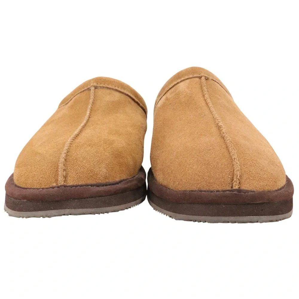 Mr Slippers Men's Tan Suede Shearling Lined Moccasin Slippers Slip‎ On Shoes